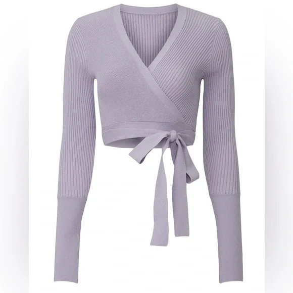 Toccin purple knit wrap sweater. Cropped. Size XS - Picture 3 of 15